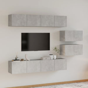 vidaXL 6-Piece TV Cabinet Set Concrete Grey Engineered Wood