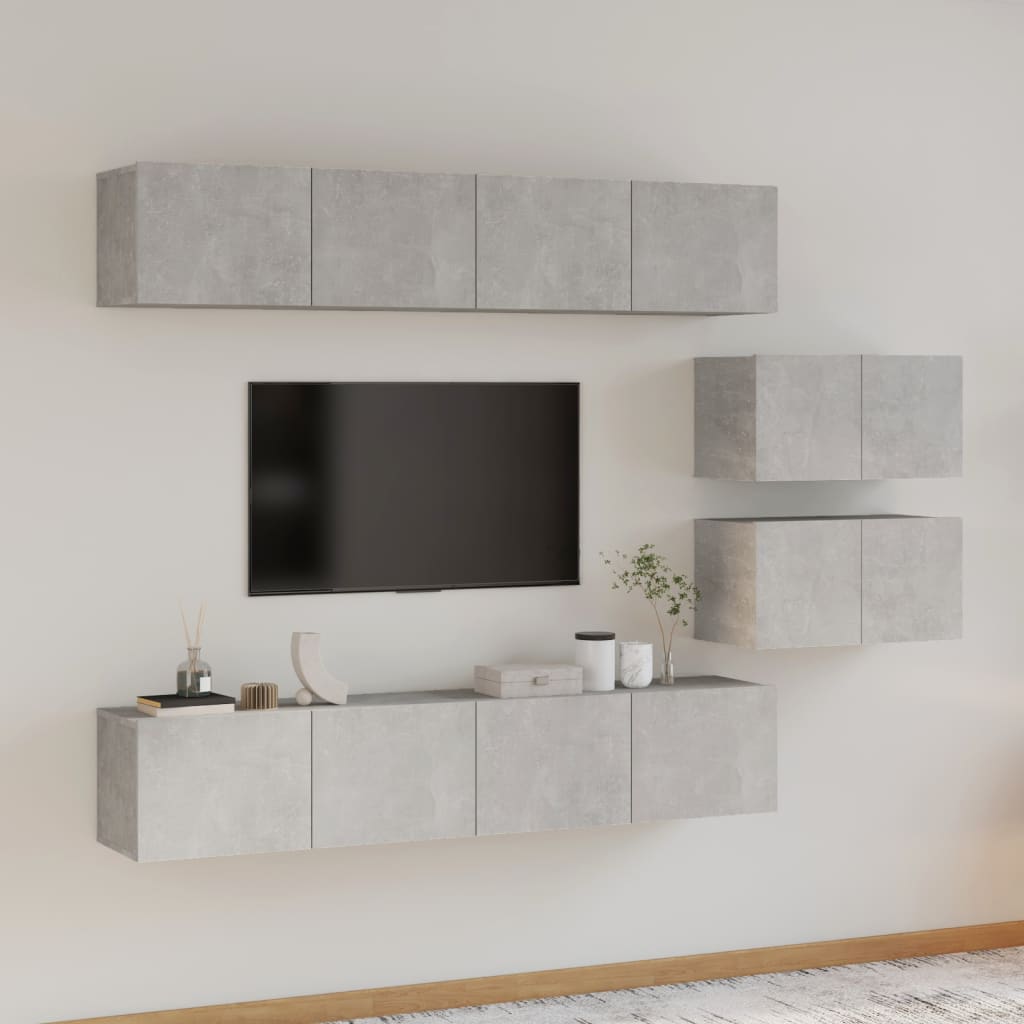 vidaXL 6-Piece TV Cabinet Set Concrete Grey Engineered Wood