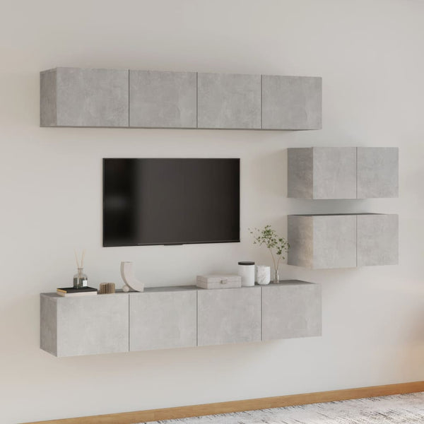 vidaXL 6-Piece TV Cabinet Set Concrete Grey Engineered Wood