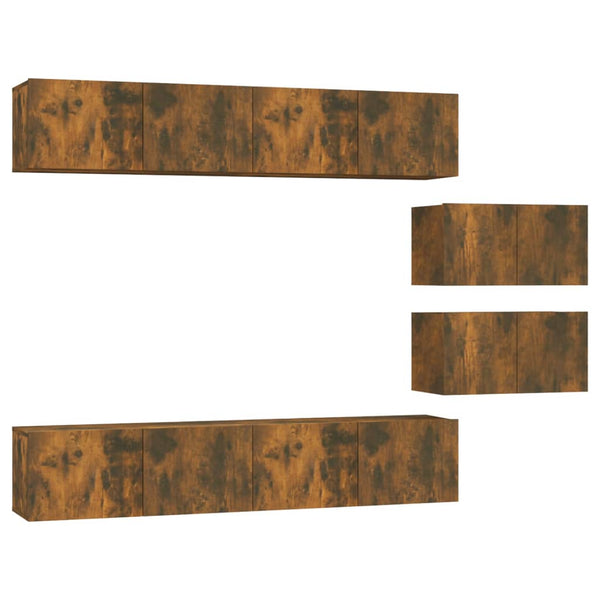vidaXL 6-Piece TV Cabinet Set Smoked Oak Engineered Wood
