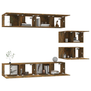 vidaXL 6-Piece TV Cabinet Set Smoked Oak Engineered Wood