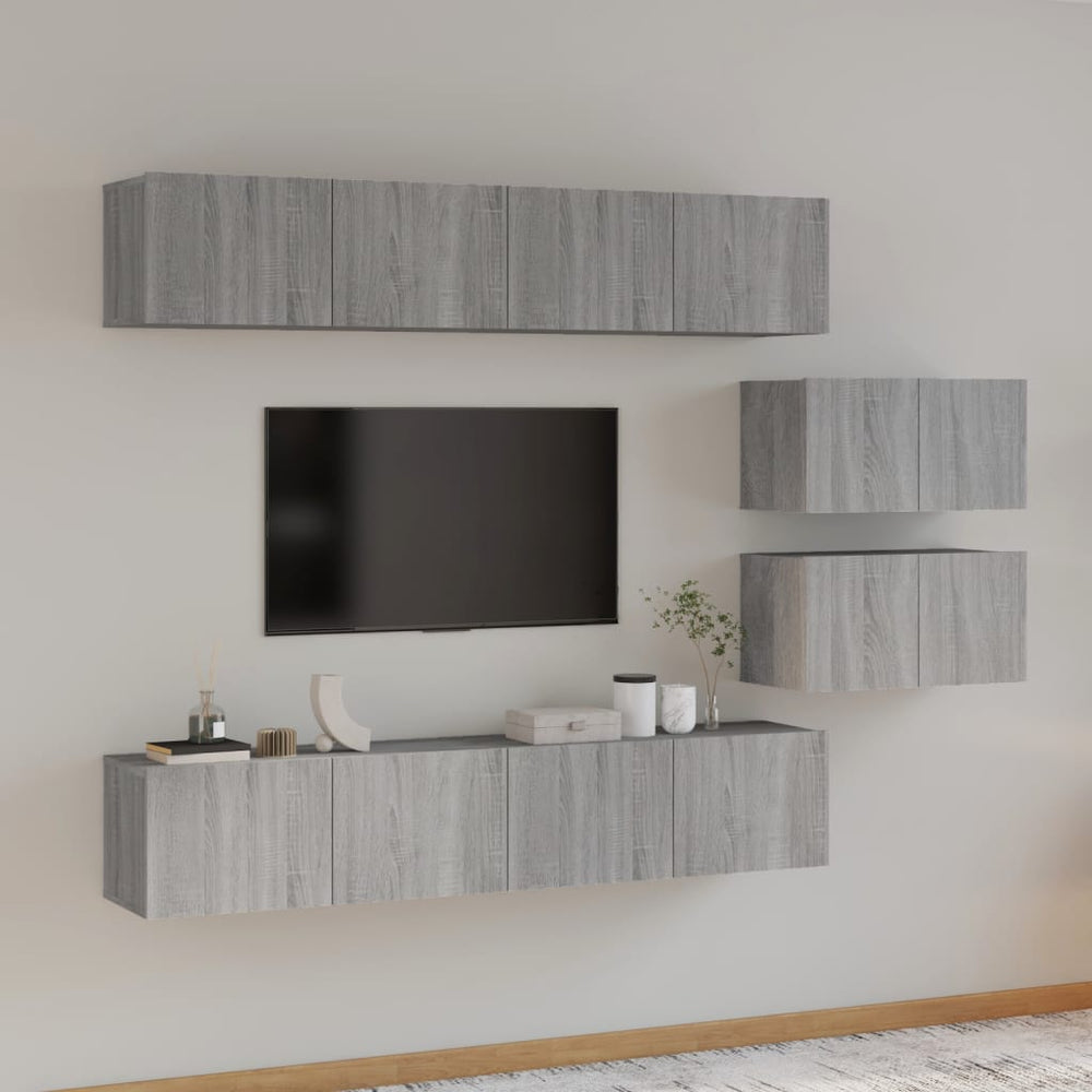 vidaXL 6-Piece TV Cabinet Set Sonoma Grey Engineered Wood