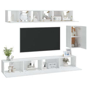 vidaXL 6-Piece TV Cabinet Set White Engineered Wood