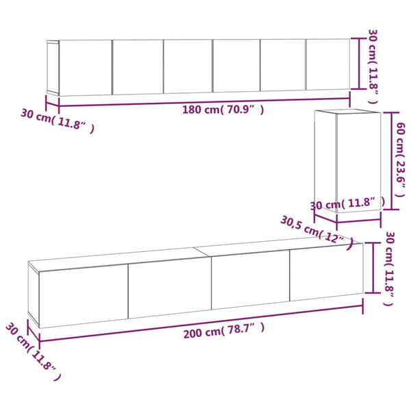 vidaXL 6-Piece TV Cabinet Set Sonoma Oak Engineered Wood