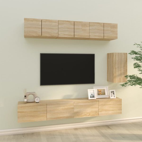 vidaXL 6-Piece TV Cabinet Set Sonoma Oak Engineered Wood