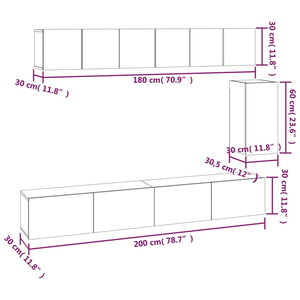 vidaXL 6-Piece TV Cabinet Set Smoked Oak Engineered Wood