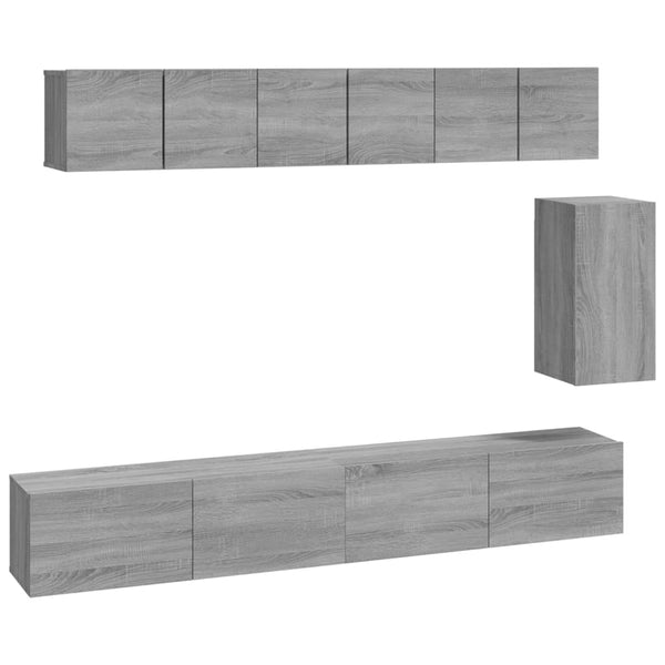 vidaXL 6-Piece TV Cabinet Set Sonoma Grey Engineered Wood