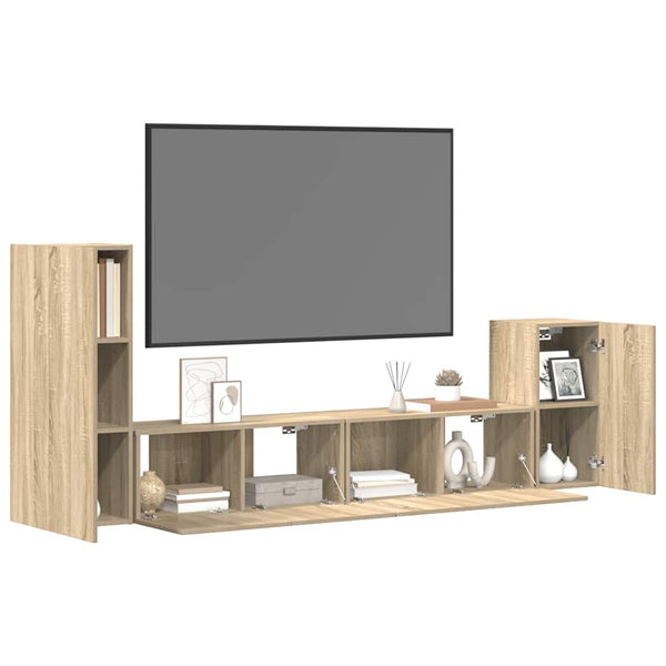 vidaXL 4-Piece TV Cabinet Set Sonoma Oak Engineered Wood