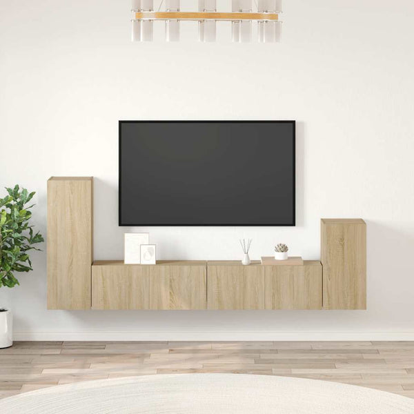 vidaXL 4-Piece TV Cabinet Set Sonoma Oak Engineered Wood