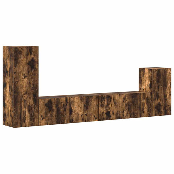 vidaXL 4-Piece TV Cabinet Set Smoked Oak Engineered Wood