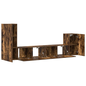vidaXL 4-Piece TV Cabinet Set Smoked Oak Engineered Wood