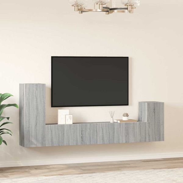 vidaXL 4-Piece TV Cabinet Set Grey Sonoma Engineered Wood