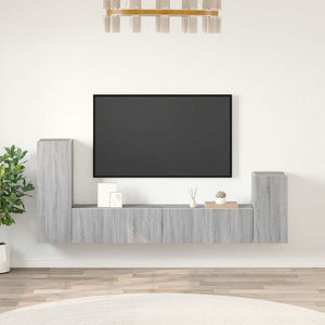 vidaXL 4-Piece TV Cabinet Set Grey Sonoma Engineered Wood