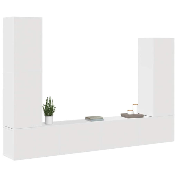 vidaXL 4-Piece TV Cabinet Set White Engineered Wood