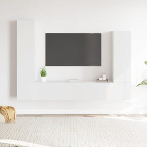 vidaXL 4-Piece TV Cabinet Set White Engineered Wood