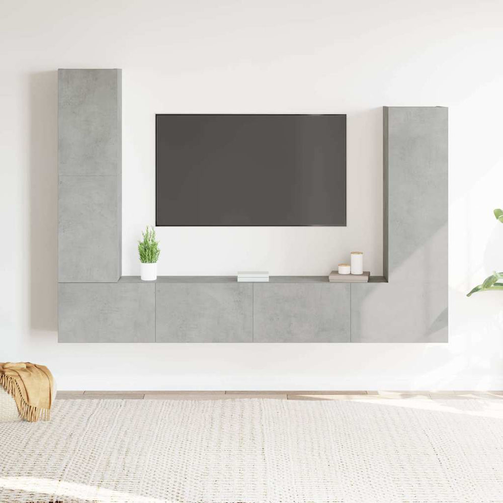 vidaXL 4-Piece TV Cabinet Set Concrete Grey Engineered Wood
