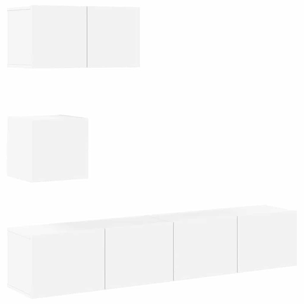 vidaXL 4-Piece TV Cabinet Set White Engineered Wood