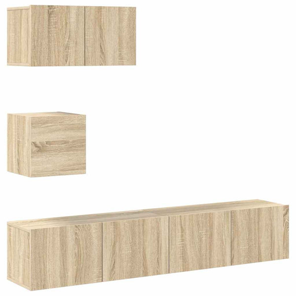 vidaXL 4-Piece TV Cabinet Set Sonoma Oak Engineered Wood