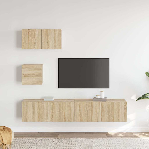vidaXL 4-Piece TV Cabinet Set Sonoma Oak Engineered Wood