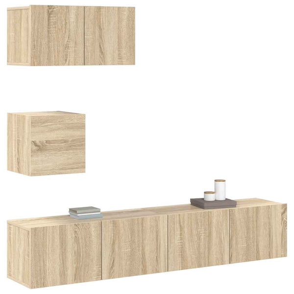 vidaXL 4-Piece TV Cabinet Set Sonoma Oak Engineered Wood