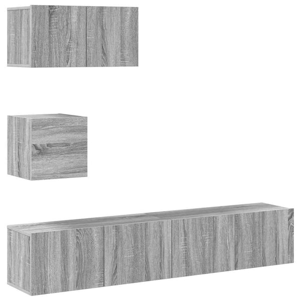 vidaXL 4-Piece TV Cabinet Set Grey Sonoma Engineered Wood