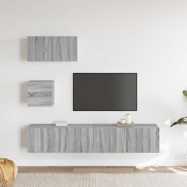 vidaXL 4-Piece TV Cabinet Set Grey Sonoma Engineered Wood