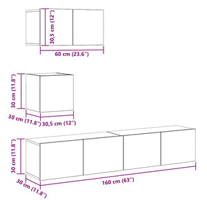 vidaXL 4-Piece TV Cabinet Set Grey Sonoma Engineered Wood