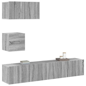 vidaXL 4-Piece TV Cabinet Set Grey Sonoma Engineered Wood