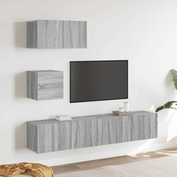 vidaXL 4-Piece TV Cabinet Set Grey Sonoma Engineered Wood