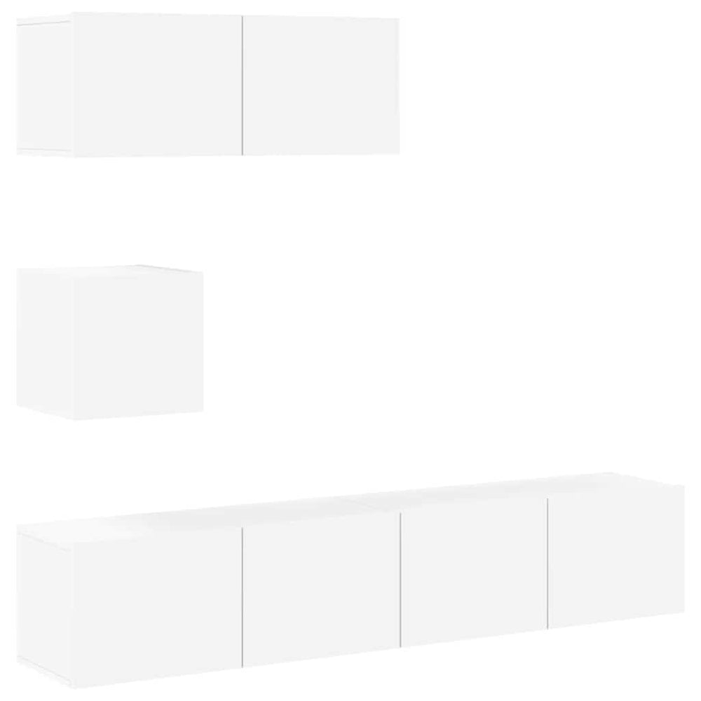 vidaXL 4-Piece TV Cabinet Set White Engineered Wood