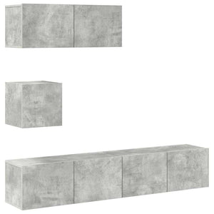 vidaXL 4-Piece TV Cabinet Set Concrete Grey Engineered Wood