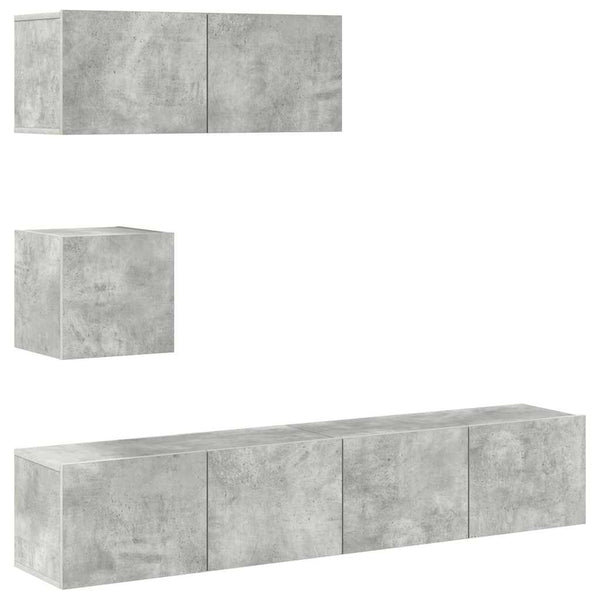 vidaXL 4-Piece TV Cabinet Set Concrete Grey Engineered Wood