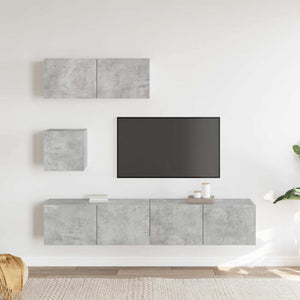 vidaXL 4-Piece TV Cabinet Set Concrete Grey Engineered Wood