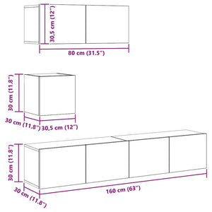 vidaXL 4-Piece TV Cabinet Set Concrete Grey Engineered Wood