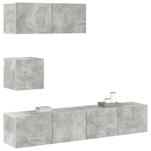 vidaXL 4-Piece TV Cabinet Set Concrete Grey Engineered Wood