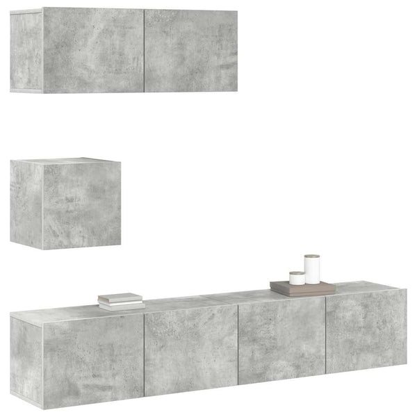 vidaXL 4-Piece TV Cabinet Set Concrete Grey Engineered Wood
