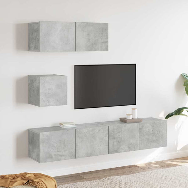 vidaXL 4-Piece TV Cabinet Set Concrete Grey Engineered Wood