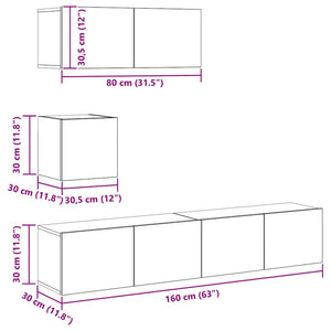 vidaXL 4-Piece TV Cabinet Set Smoked Oak Engineered Wood