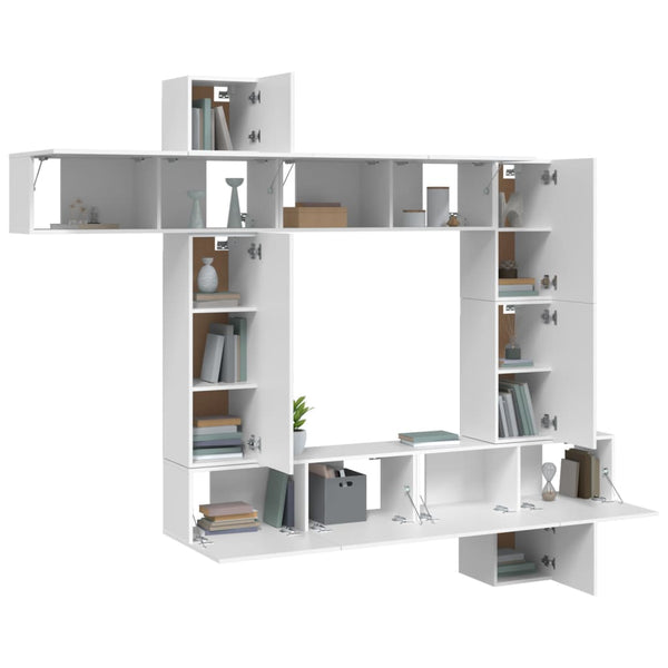 vidaXL 9-piece TV Cabinet Set White Engineered Wood