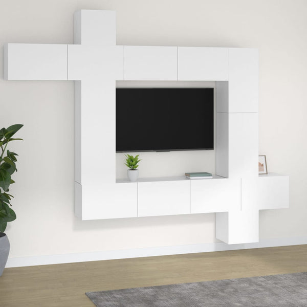 vidaXL 9-piece TV Cabinet Set White Engineered Wood