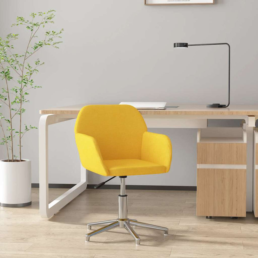 vidaXL Swivel Office Chair Light Yellow Fabric