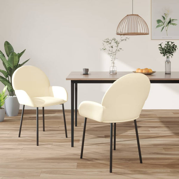 vidaXL Dining Chairs 2 pcs. Cream Faux Leather