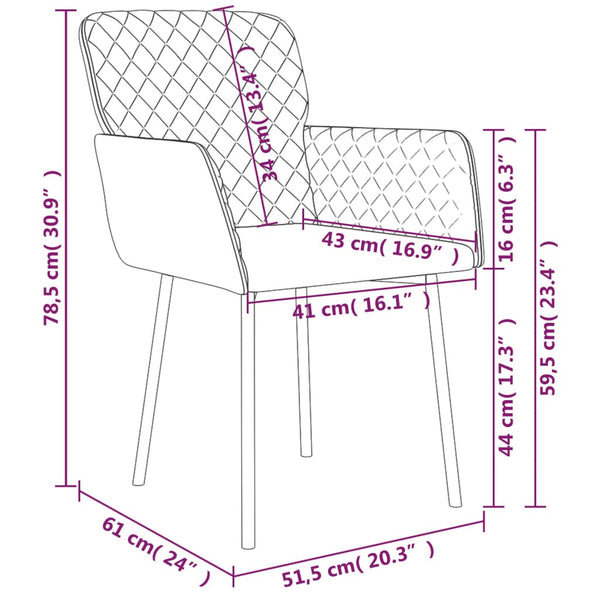 vidaXL Dining Chairs 2 pcs Brown Velvet