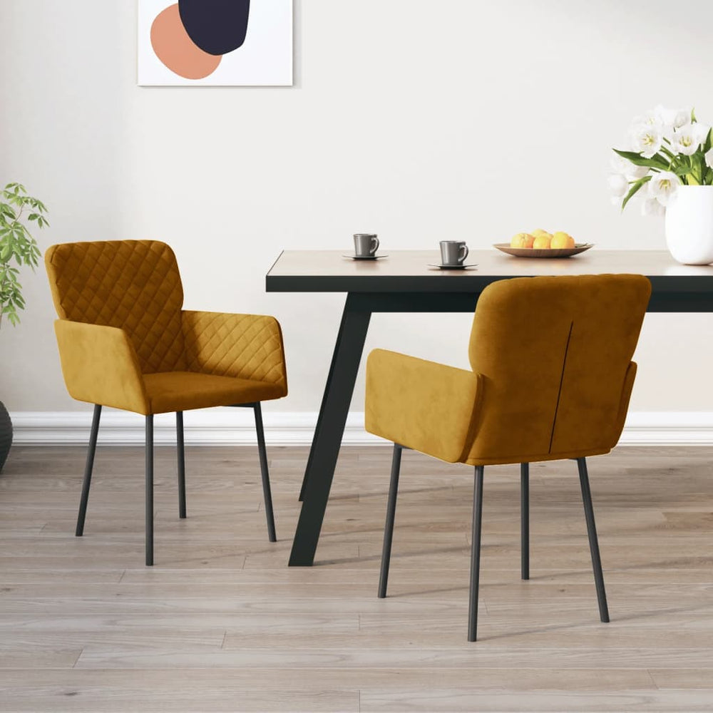 vidaXL Dining Chairs 2 pcs Brown Velvet