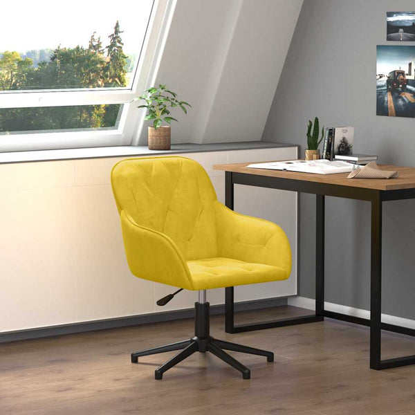 vidaXL Swivel Office Chair Yellow Velvet
