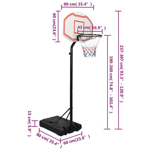 vidaXL Basketball Hoop White 237-307 cm Polyethylene