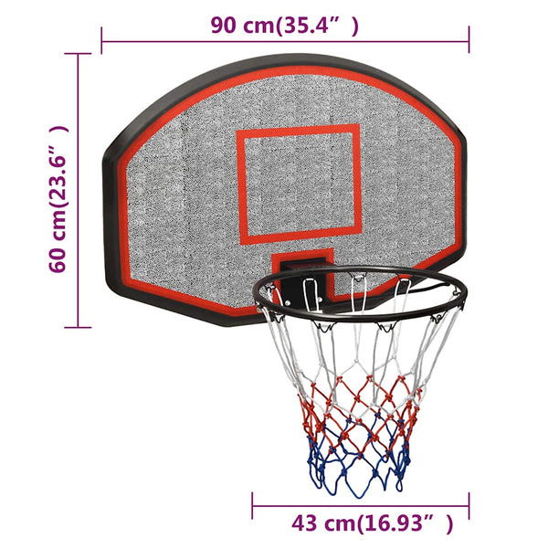 vidaXL Basketball Hoop Black 90x60x2 cm Polyethylene