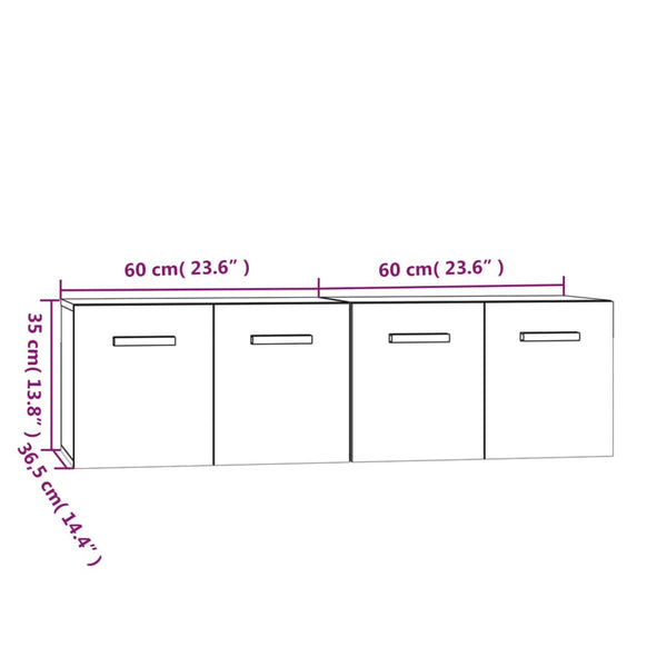vidaXL Wall Cabinets 2 pcs White 60x36.5x35 cm Engineered Wood