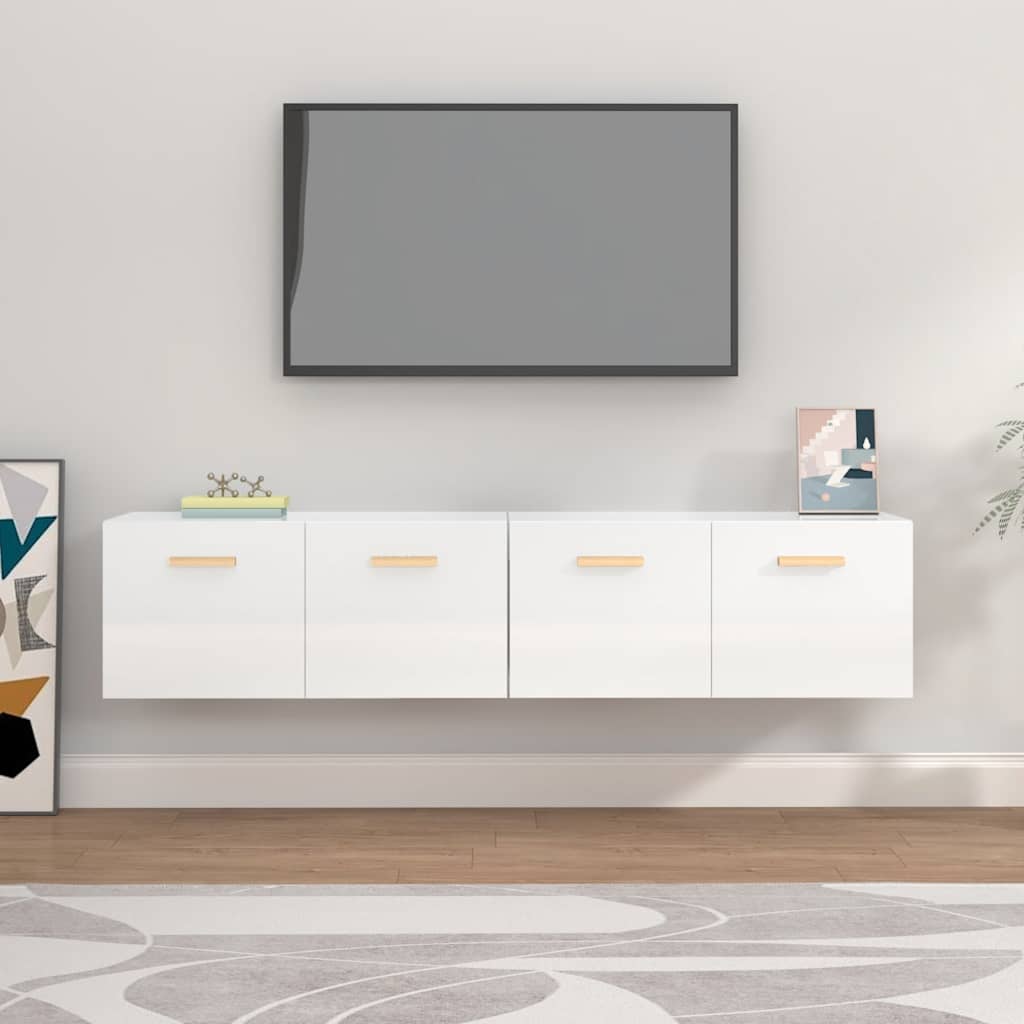 vidaXL Wall Cabinets 2 pcs High Gloss White 80x35x36.5 cm Engineered Wood