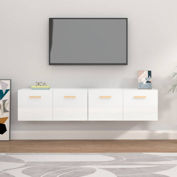 vidaXL Wall Cabinets 2 pcs High Gloss White 80x35x36.5 cm Engineered Wood